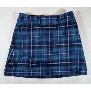 Nike Skort Women's Size 6 Blue‎ Turquoise Tartan Plaid Dri-Fit Golf Pickleball